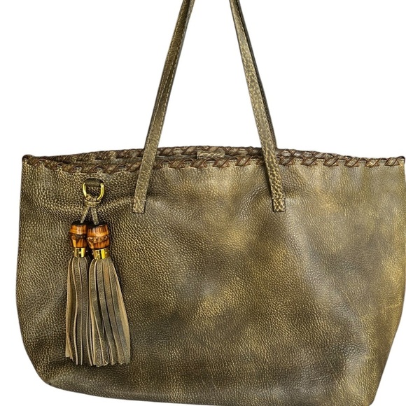 Distressed Bamboo Gucci Tote - Picture 1 of 12